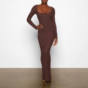 SOLD - SKIMS Cocoa Soft Lounge Ribbed Long Sleeve Dress!! S